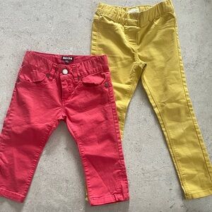 OOXOO & Vertbaudet Kids Red 3/4 and Yellow Skinny Jeans Duo